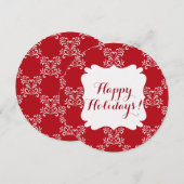 Joyeuses vacances Rouge & blanc Elégante carte de (Devant / Derrière)