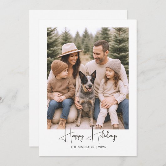 Joyeuses vacances Rustique minimaliste Carte photo (Devant / Derrière)