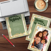Joyeuses vacances Sage Vert et Carte photo d'or