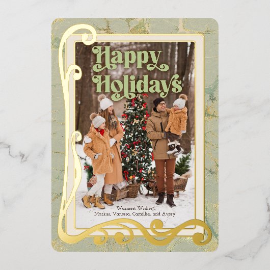 Joyeuses vacances Sage Vert et Or (Recto)