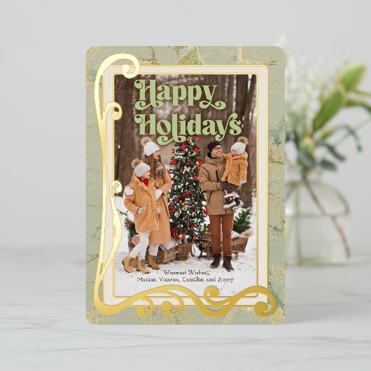 Joyeuses vacances Sage Vert et Or (Debout devant)