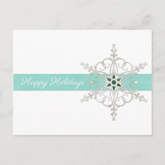 Joyeuses vacances Silver Blue Snowflake Carte post (Devant)
