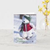 Joyeuses vacances ski Teddy Bear Carte photo (Fleur jaune)