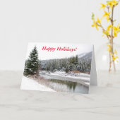 Joyeuses vacances Snowy Montana Carte de voeux pli (Fleur jaune)