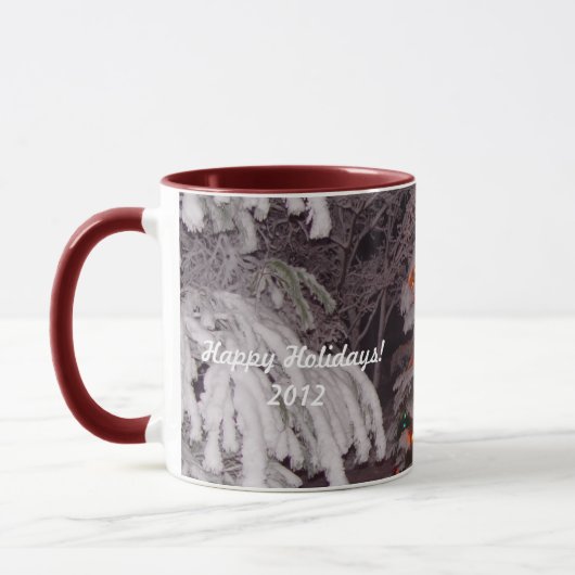 Joyeuses vacances Snowy Tree Lights Mug (Gauche)