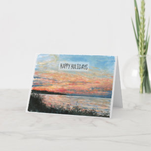 Joyeuses vacances Sunset Beach Shoreline Carte de