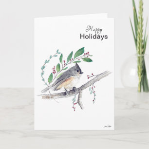 Joyeuses vacances Tufted Titmouse carte d'oiseau