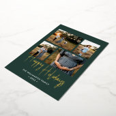 Joyeuses Vacances Vert moderne Script 4 Photo Or (Rotation)