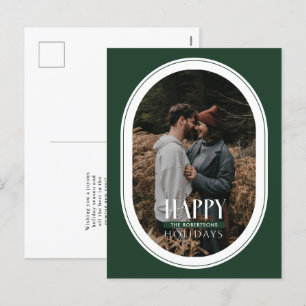 Joyeuses Vacances Vert Oval Frame Photo Carte post