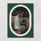 Joyeuses Vacances Vert Oval Frame Photo Carte post (Devant)