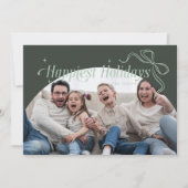 Joyeuses Vacances Vertes Carte de Noël (Devant)