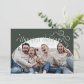 Joyeuses Vacances Vertes Carte de Noël (Debout devant)