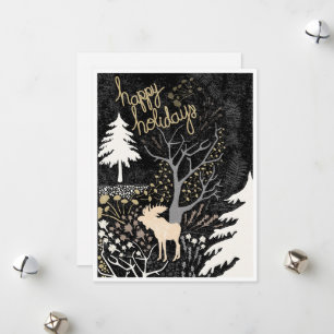 Joyeuses vacances Woodland Moose Carte de vacances