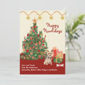 Joyeuses vacances Yorkshire Terrier Carte de Noël (Debout devant)