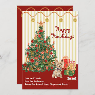 Joyeuses vacances Yorkshire Terrier Carte de Noël