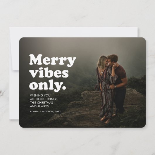 Joyeuses vibes seulement fun rétro vacances carte  (Devant)