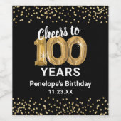 Joyeux 100e anniversaire Étiquette de vin (Étiquettes simples)