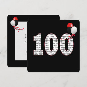 Joyeux 100e anniversaire sur Invitation noire
