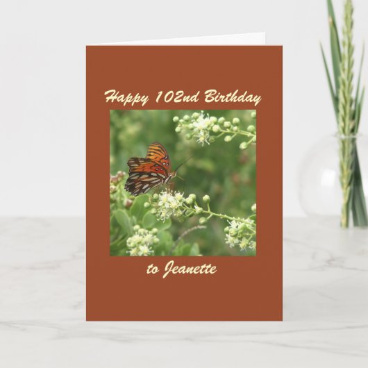 Joyeux 102e anniversaire Papillon de la carte de v (Devant)