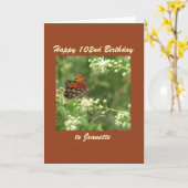 Joyeux 102e anniversaire Papillon de la carte de v (Fleur jaune)