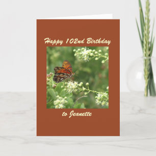 Joyeux 102e anniversaire Papillon de la carte de v