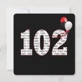Joyeux 102e anniversaire sur Invitation noire (Devant)
