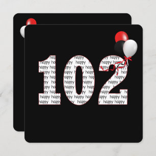 Joyeux 102e anniversaire sur Invitation noire