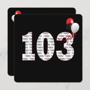 Joyeux 103e anniversaire sur Invitation noire