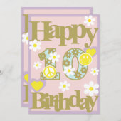 Joyeux 10e anniversaire - Carte fille avec fleurs (Devant / Derrière)