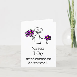 Joyeux 10e Anniversaire de Travail Carte Bedankkaart