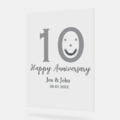 Joyeux 10e anniversaire nom date gris gras émoji (Angle)