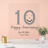 Joyeux 10e anniversaire nom date gris gras émoji (Mariage)