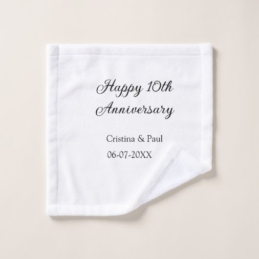 Joyeux 10e anniversaire simple nom de mariage mini (Gant de toilette)