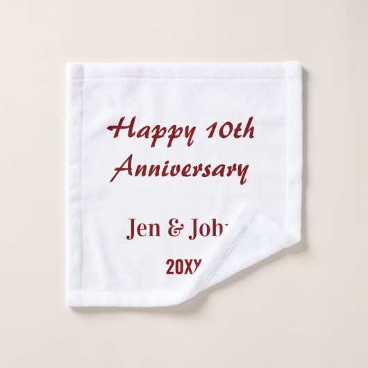 Joyeux 10ème anniversaire de mariage mauve nom sim (Gant de toilette)