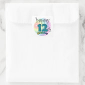 Joyeux 12ème Anniversaire Vierkante Sticker (Sac)