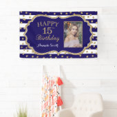 Joyeux 15e anniversaire Bannière Marine Blue Gold  (En situation)