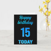 Joyeux 15e anniversaire Grande carte garçon noir e (Fleur jaune)