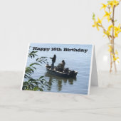 Joyeux *16e ANNIVERSAIRE *PÊCHEUR* Carte (Fleur jaune)