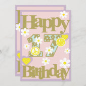 Joyeux 17e anniversaire - Carte fille avec fleurs (Devant / Derrière)
