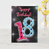 Joyeux 18e anniversaire amusant & carte pois brill (Fleur jaune)