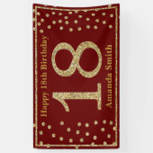 Joyeux 18e anniversaire Bannière Bourgogne Red Gol (Vertical)