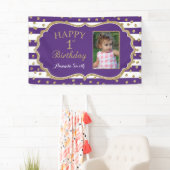 Joyeux 1er Anniversaire Bannière Purple Gold Photo (En situation)