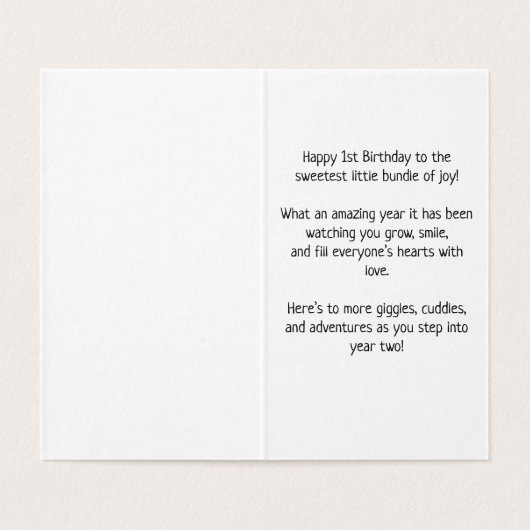 Joyeux 1er anniversaire - Carte pour enfants (Inside Unfolded)