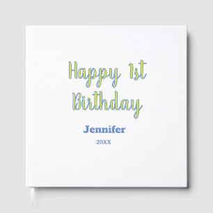 Joyeux 1er anniversaire enfants bébé vert bleu pas