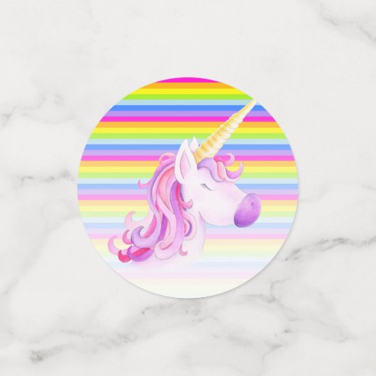 Joyeux 1er anniversaire licorne nom confetti (Petit recto)