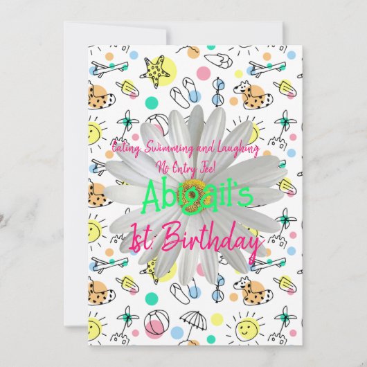 Joyeux 1er. Invitation Anniversaire Baignade (Devant)