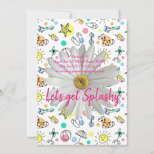 Joyeux 1er. Invitation Anniversaire Baignade (Dos)