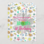 Joyeux 1er. Invitation Anniversaire Baignade (Devant / Derrière)