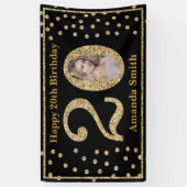Joyeux 20e anniversaire bannière Black and Gold Ph (Vertical)