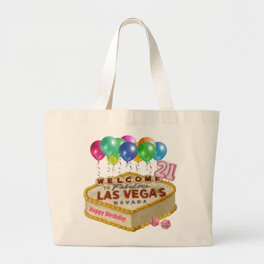 Joyeux 21 Anniversaire Las Vegas CAKE Sac fourre-t (Devant)